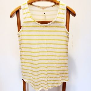 E & M Yellow White Striped Tank Top Sleeveless M